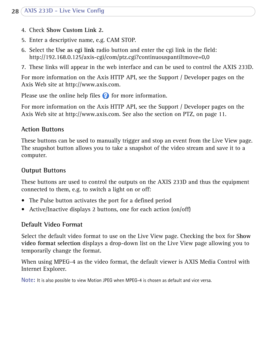 Axis Communications AXIS 233D User Manual | Page 28 / 69