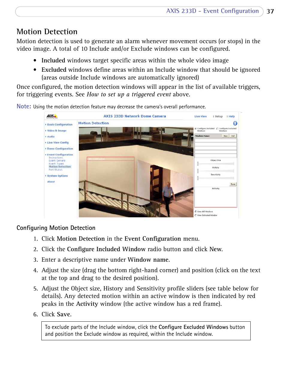 Motion detection | Axis Communications AXIS 233D User Manual | Page 37 / 69