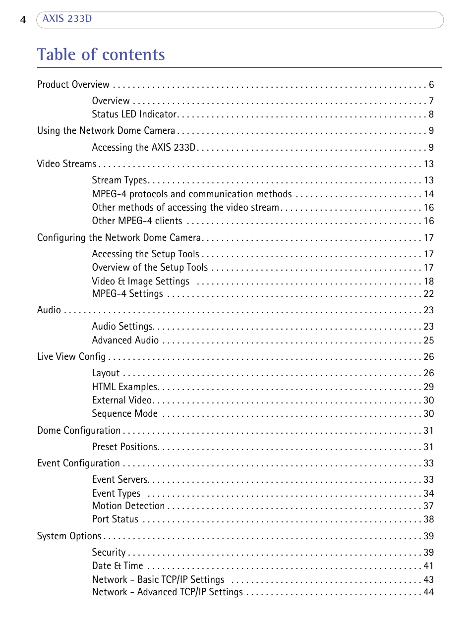 Axis Communications AXIS 233D User Manual | Page 4 / 69