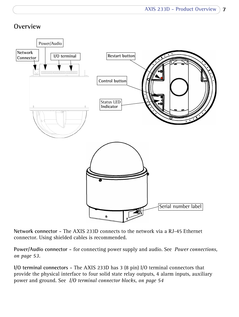 Overview | Axis Communications AXIS 233D User Manual | Page 7 / 69