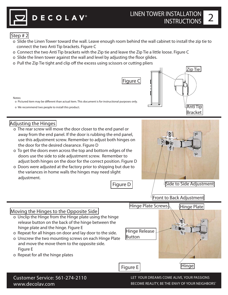 Linen tower installation instructions | Decolav 5234 User Manual | Page 2 / 3