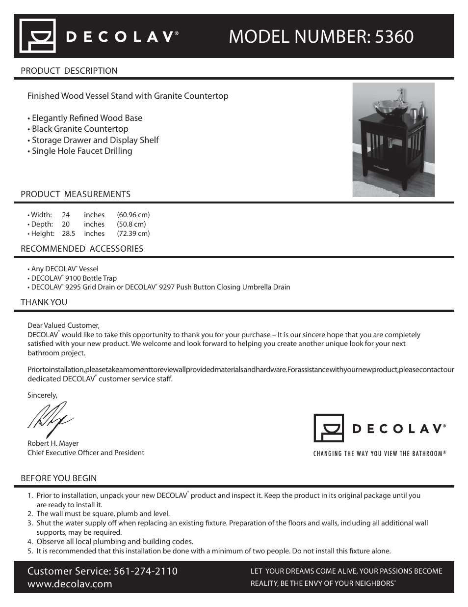 Decolav 5360 User Manual | 10 pages