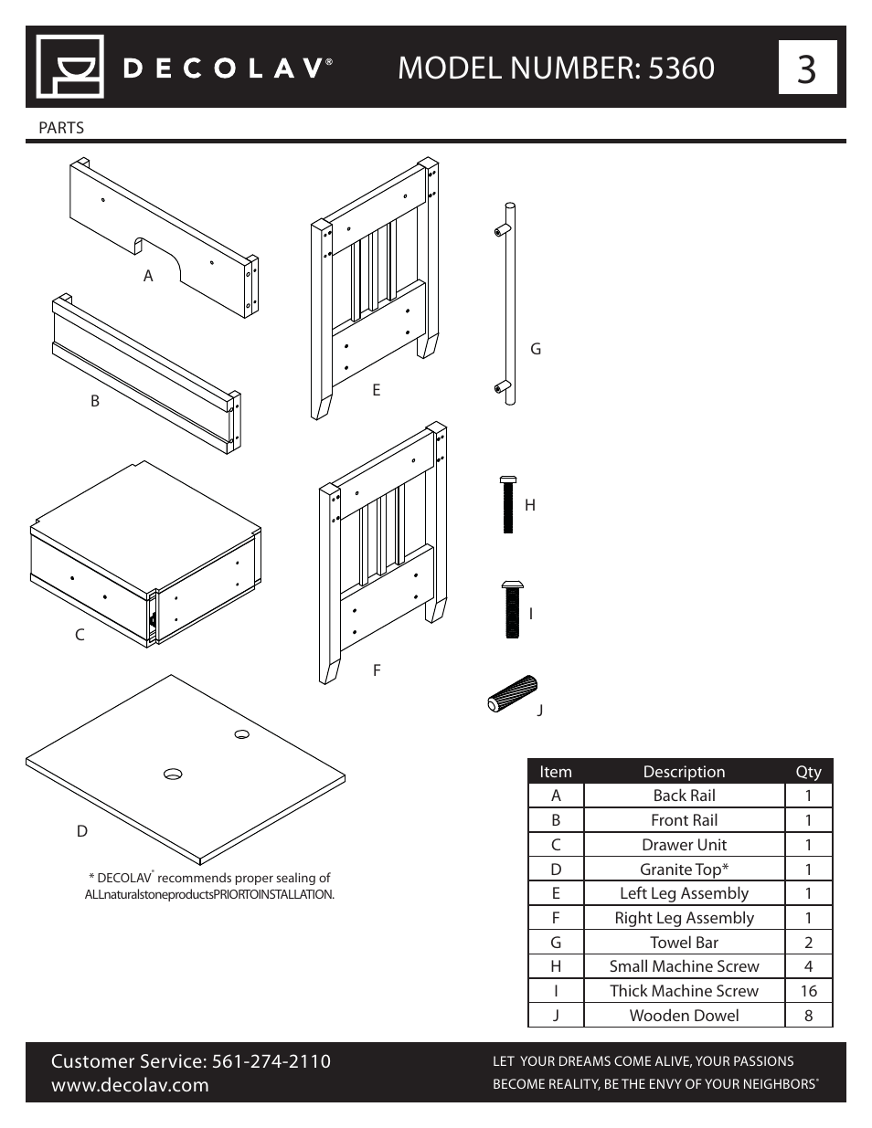 Model number: 5360 | Decolav 5360 User Manual | Page 3 / 10