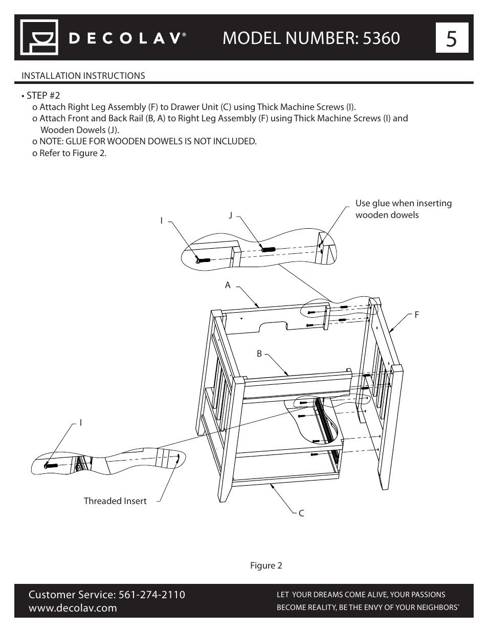 Model number: 5360 | Decolav 5360 User Manual | Page 5 / 10