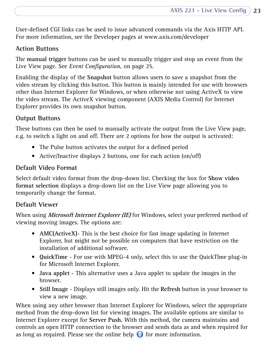 Axis Communications 221 User Manual | Page 23 / 62