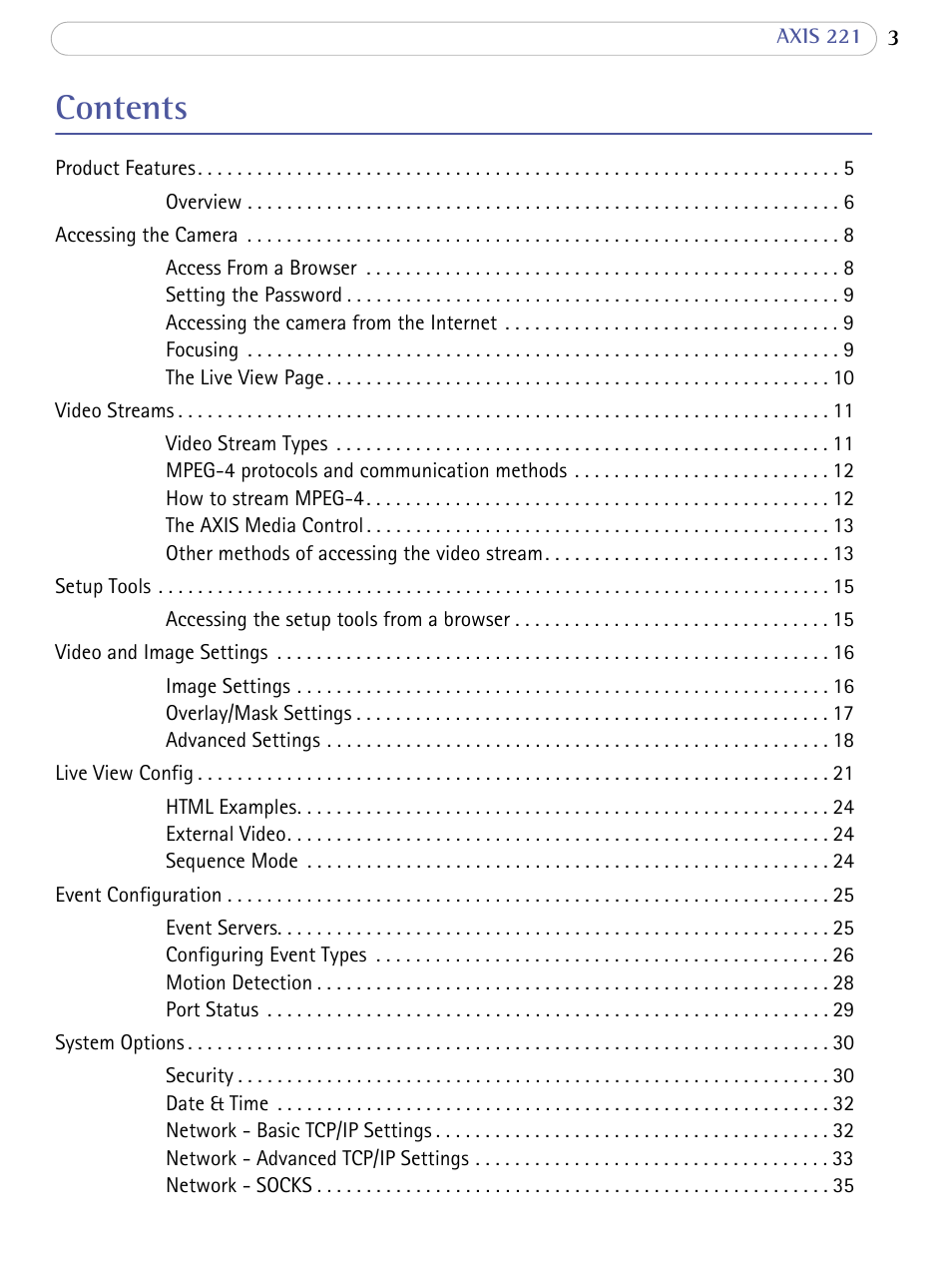 Axis Communications 221 User Manual | Page 3 / 62