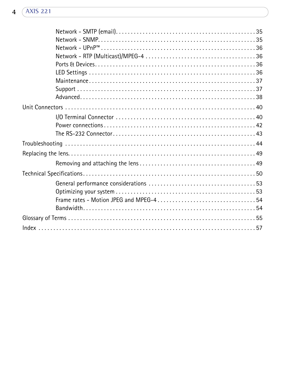 Axis Communications 221 User Manual | Page 4 / 62