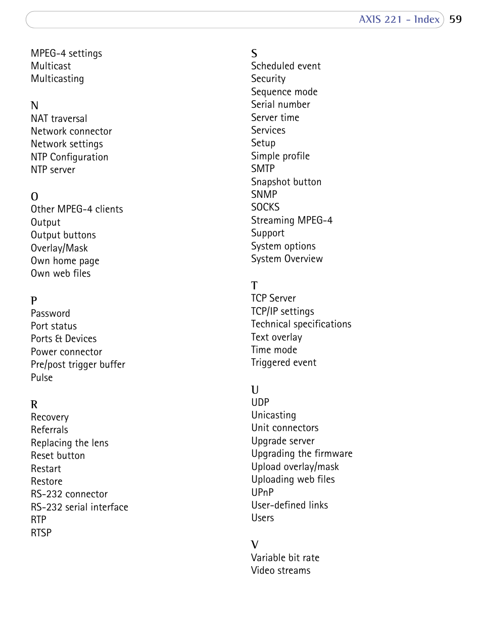 Axis Communications 221 User Manual | Page 59 / 62