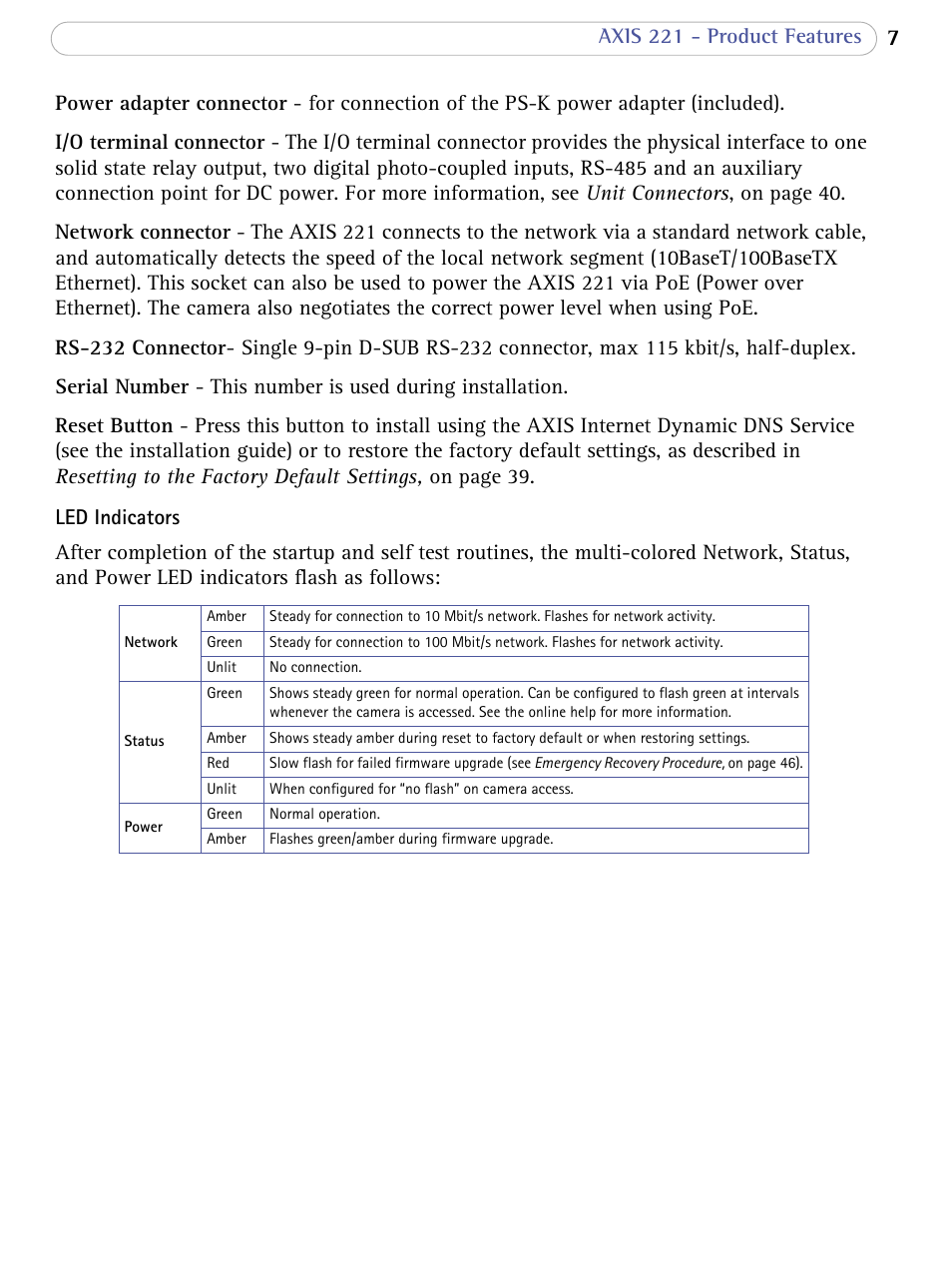 Axis Communications 221 User Manual | Page 7 / 62