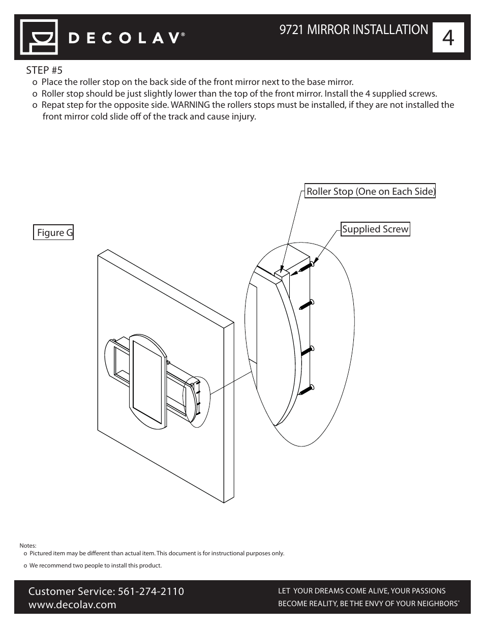 9721 mirror installation | Decolav 9721 User Manual | Page 4 / 5