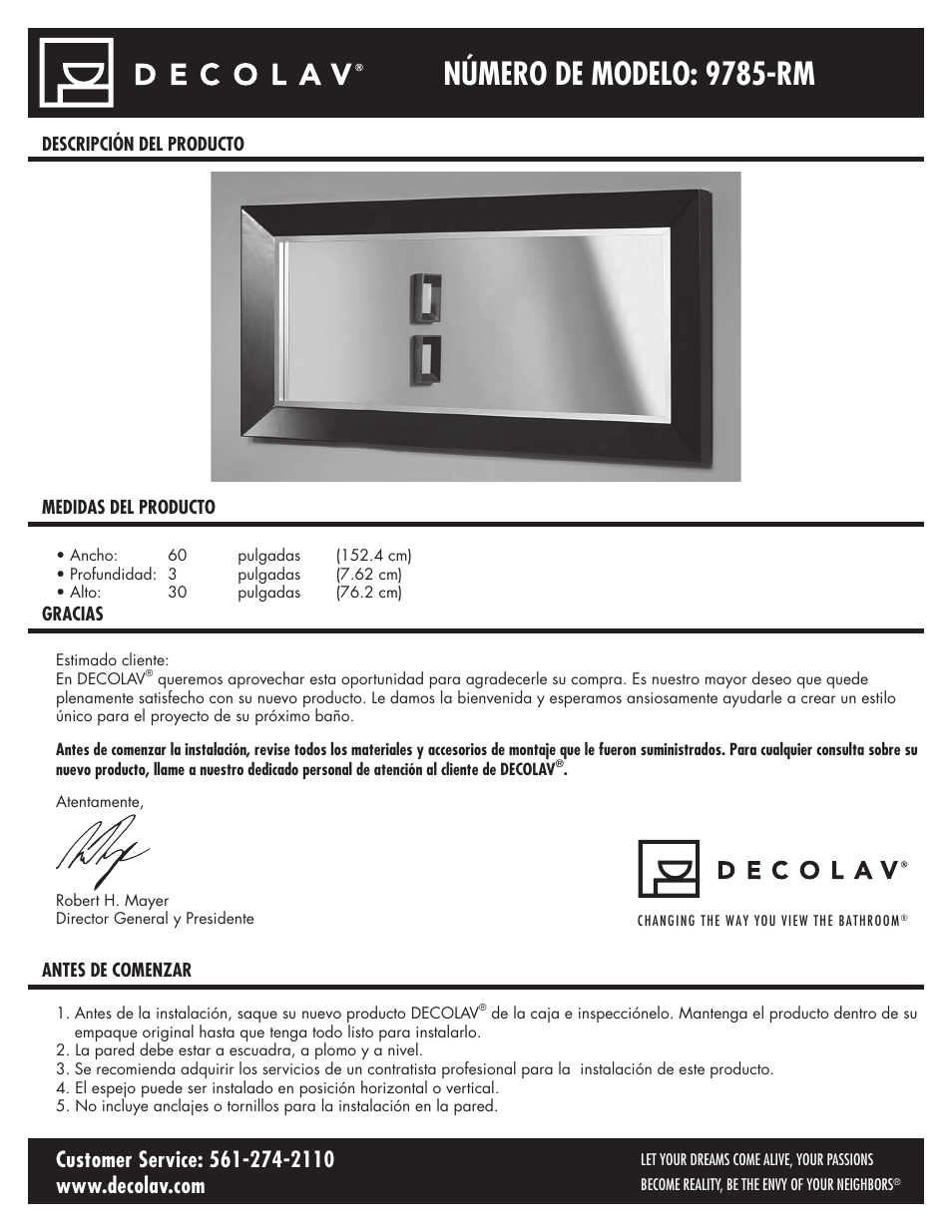 9785_es_0308.pdf, Número de modelo: 9785-rm | Decolav 9785 User Manual | Page 15 / 21