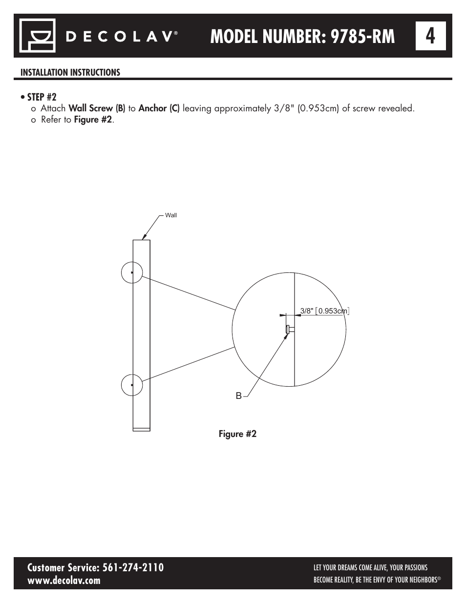Model number: 9785-rm | Decolav 9785 User Manual | Page 4 / 21