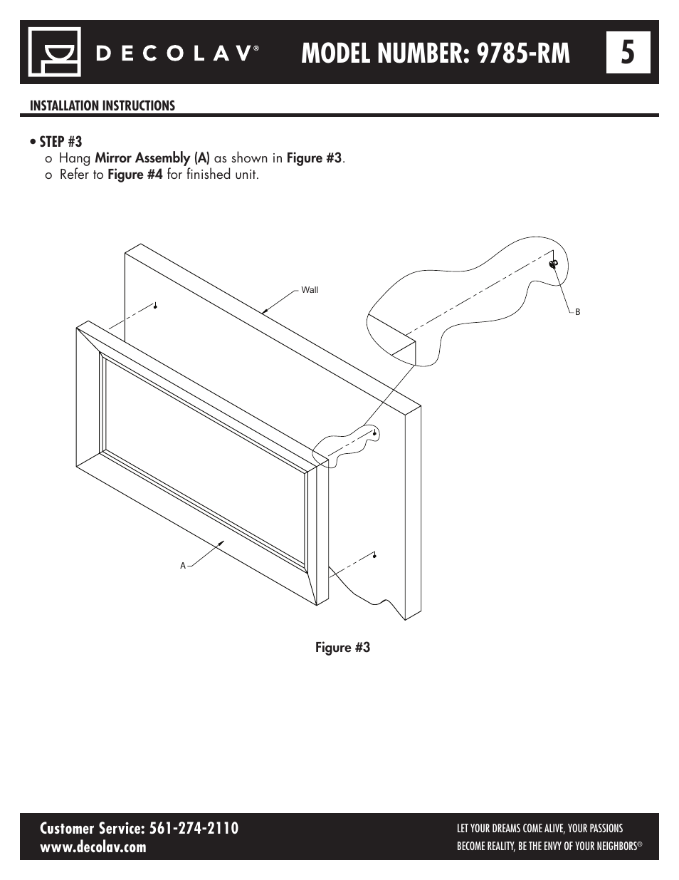 Model number: 9785-rm | Decolav 9785 User Manual | Page 5 / 21