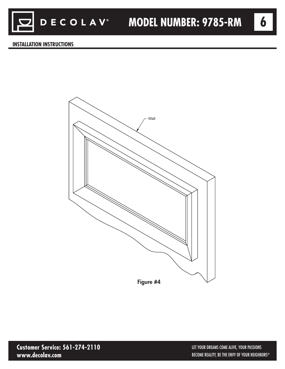 Model number: 9785-rm | Decolav 9785 User Manual | Page 6 / 21