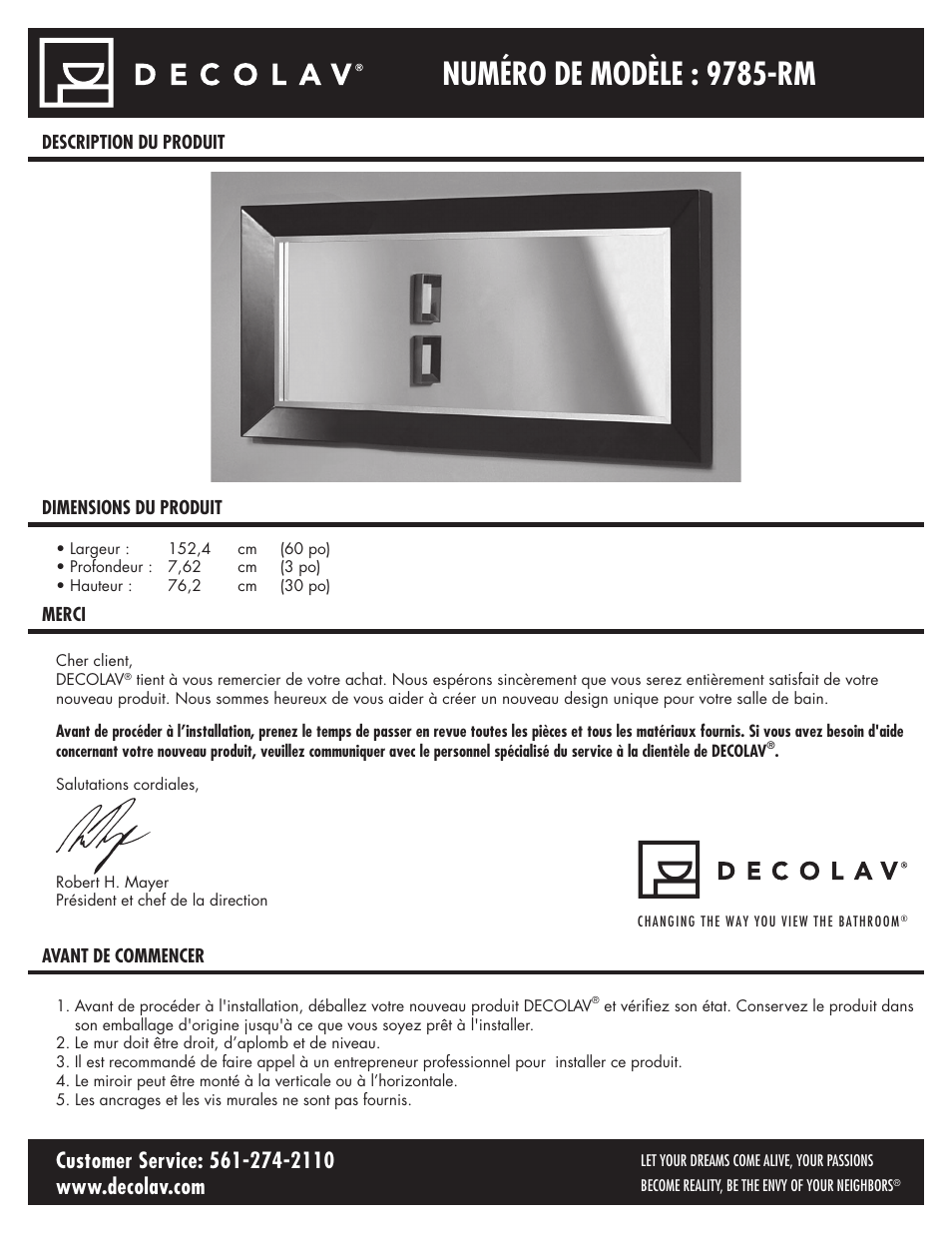 9785_fr_0308.pdf, Numéro de modèle : 9785-rm | Decolav 9785 User Manual | Page 8 / 21