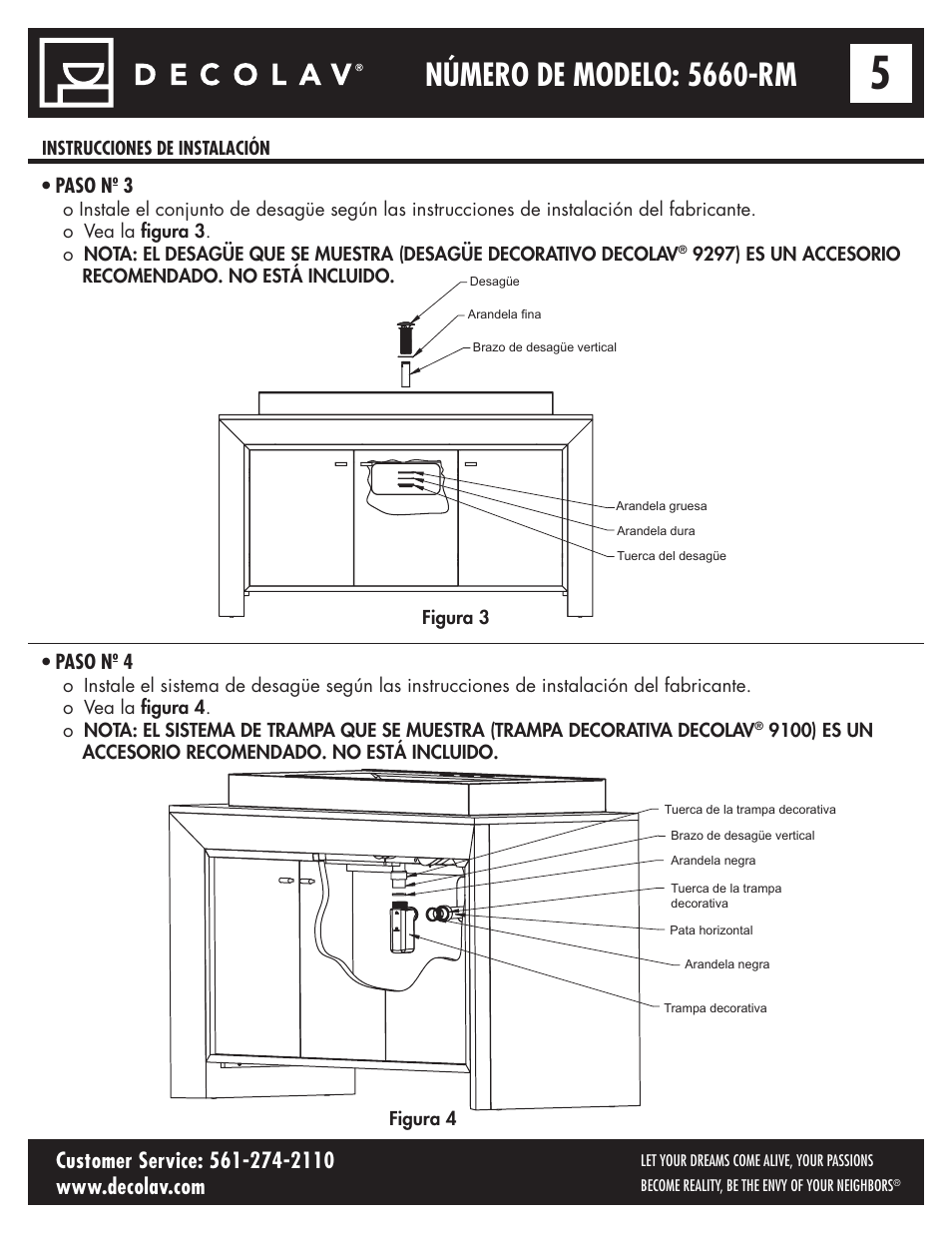 Número de modelo: 5660-rm, Paso nº 3, Paso nº 4 | Decolav 5660 User Manual | Page 19 / 21