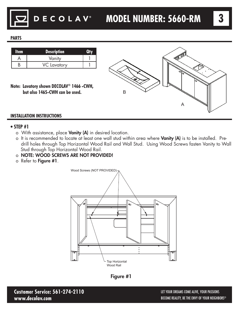 Model number: 5660-rm | Decolav 5660 User Manual | Page 3 / 21