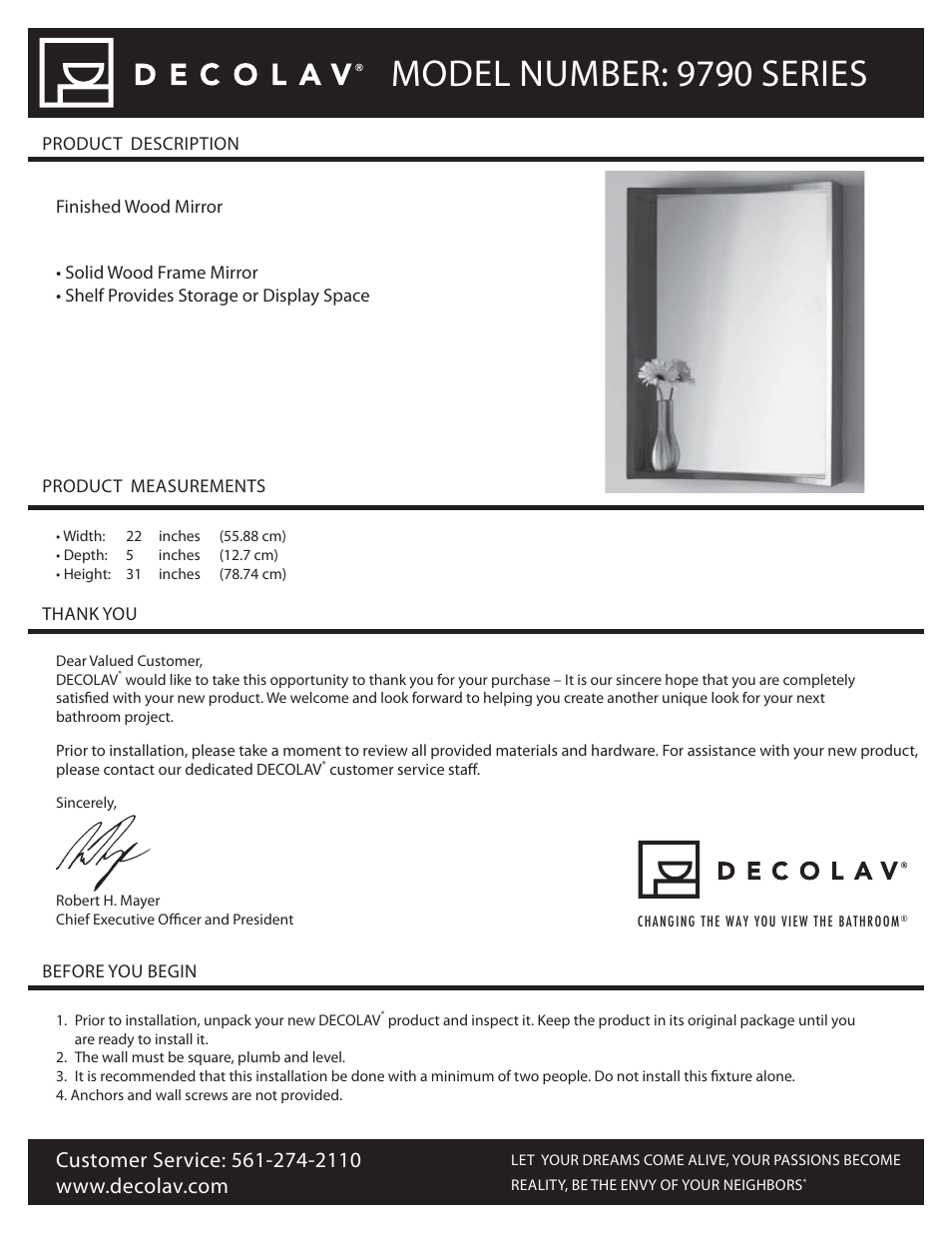 Decolav 9790 User Manual | 5 pages