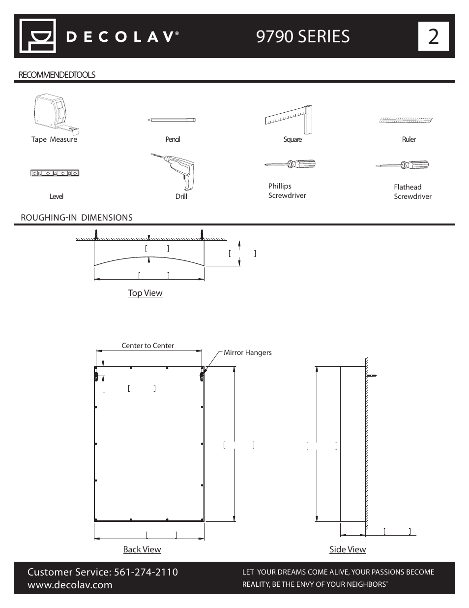 9790 series | Decolav 9790 User Manual | Page 2 / 5