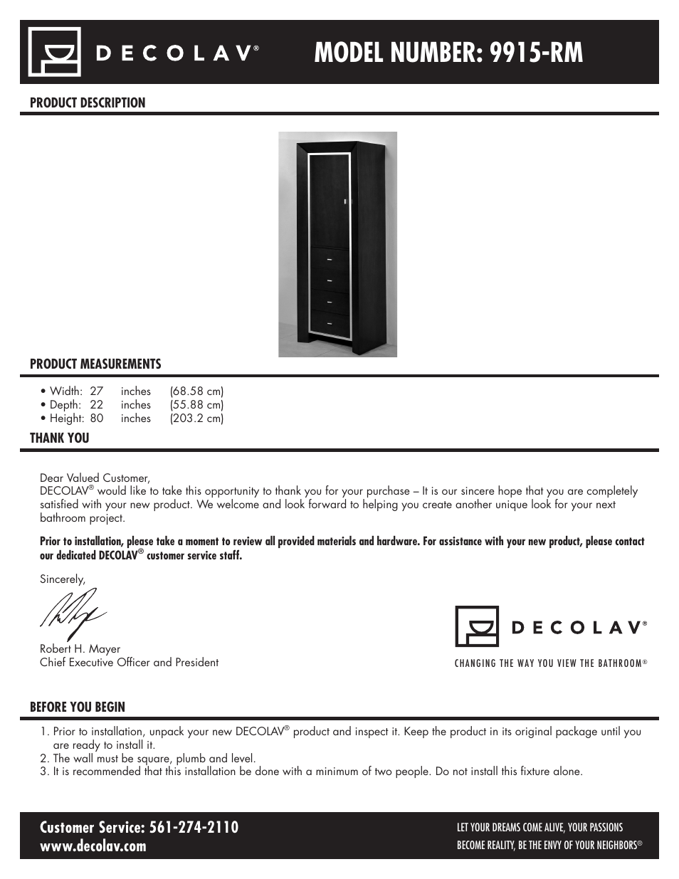 Decolav 9915 User Manual | 12 pages