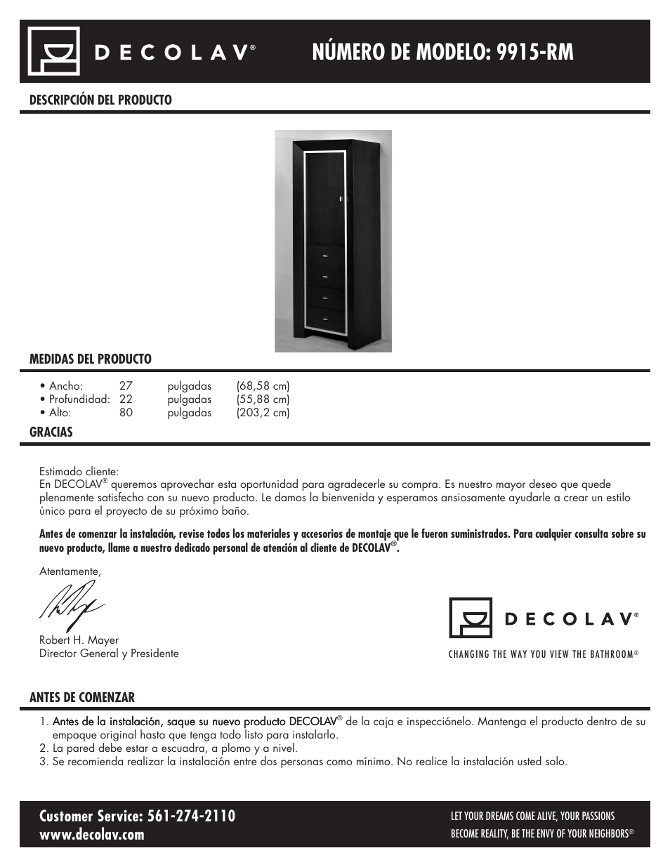 9915_es_1107.pdf, Número de modelo: 9915-rm | Decolav 9915 User Manual | Page 9 / 12