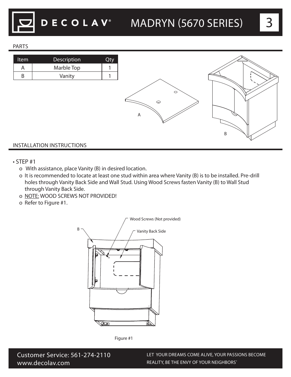 Madryn (5670 series) | Decolav 5670 User Manual | Page 3 / 6