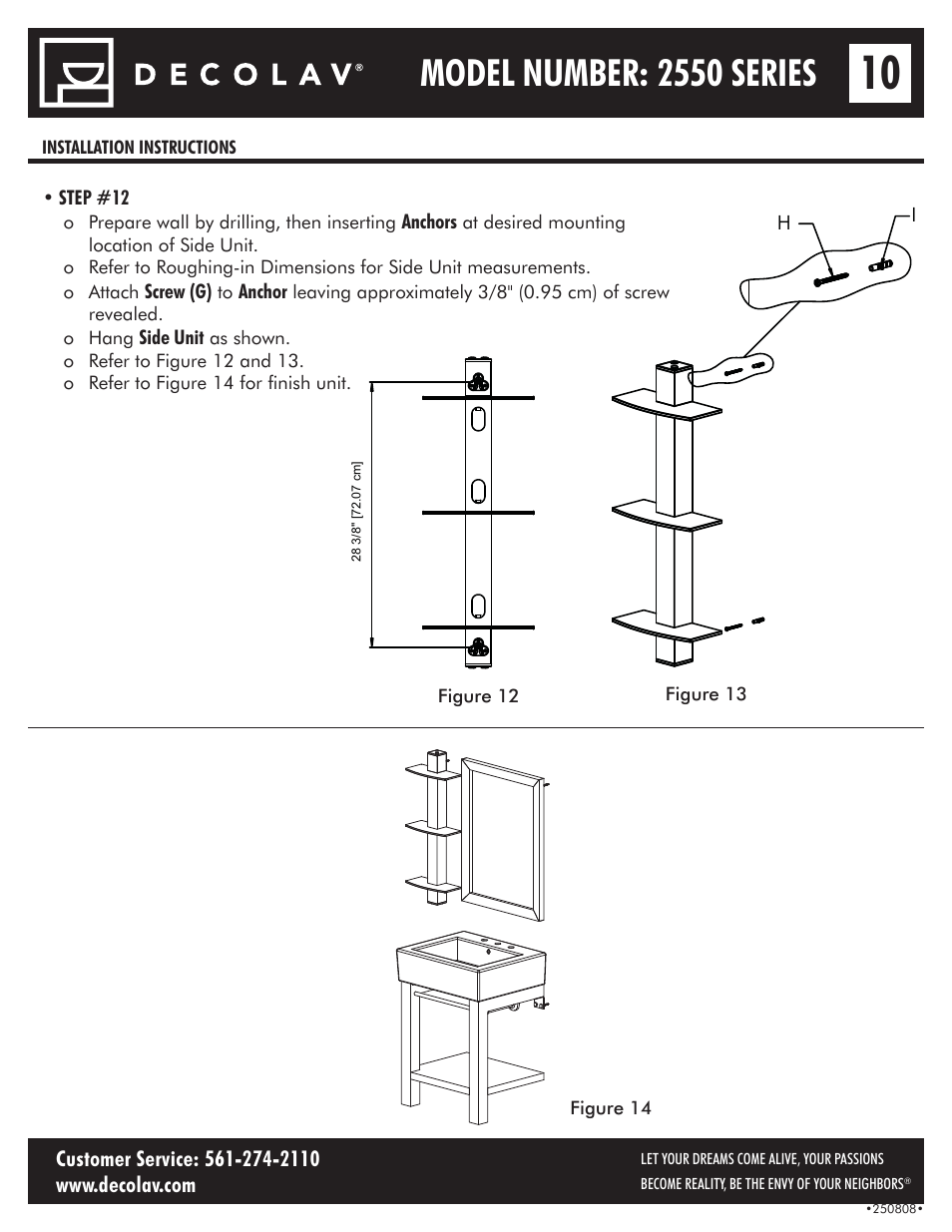 Model number: 2550 series | Decolav 2550 User Manual | Page 10 / 11