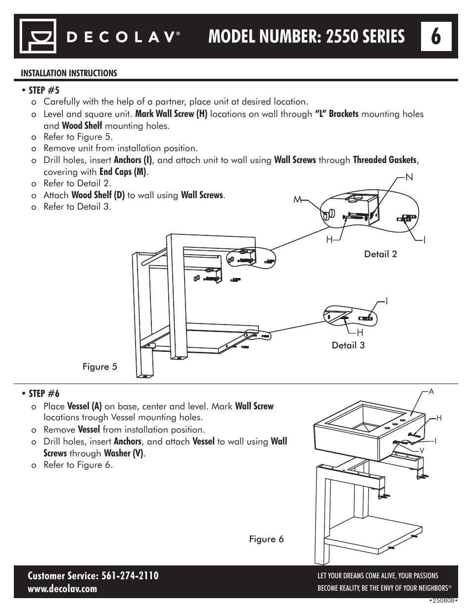 Model number: 2550 series | Decolav 2550 User Manual | Page 6 / 11