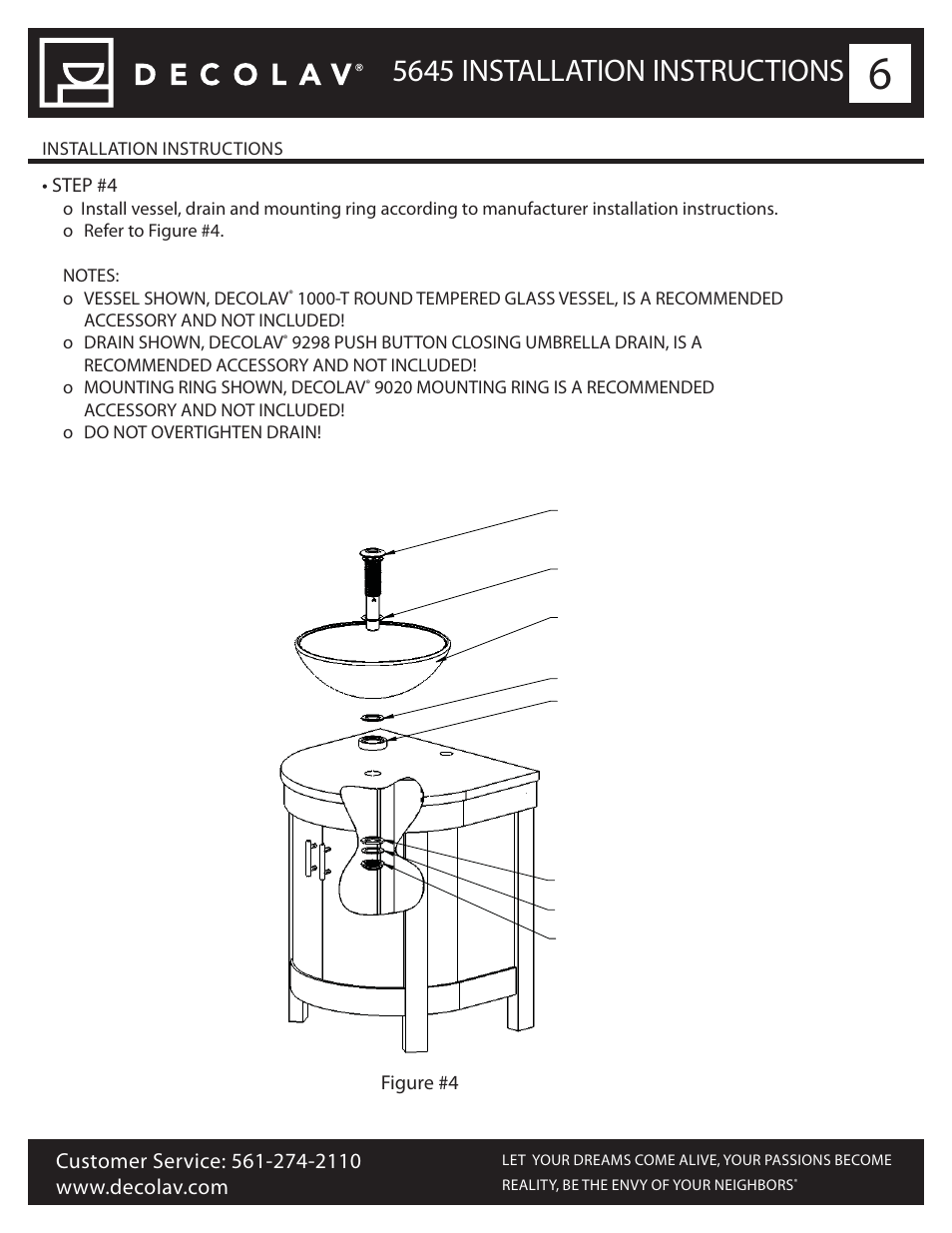5645 installation instructions | Decolav 5645 User Manual | Page 6 / 8