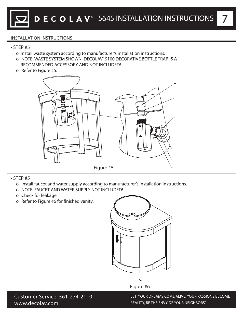 5645 installation instructions | Decolav 5645 User Manual | Page 7 / 8