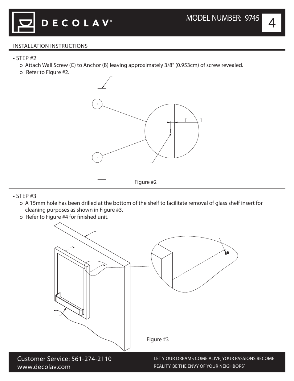 Model number: 9745 | Decolav 9745 User Manual | Page 4 / 6