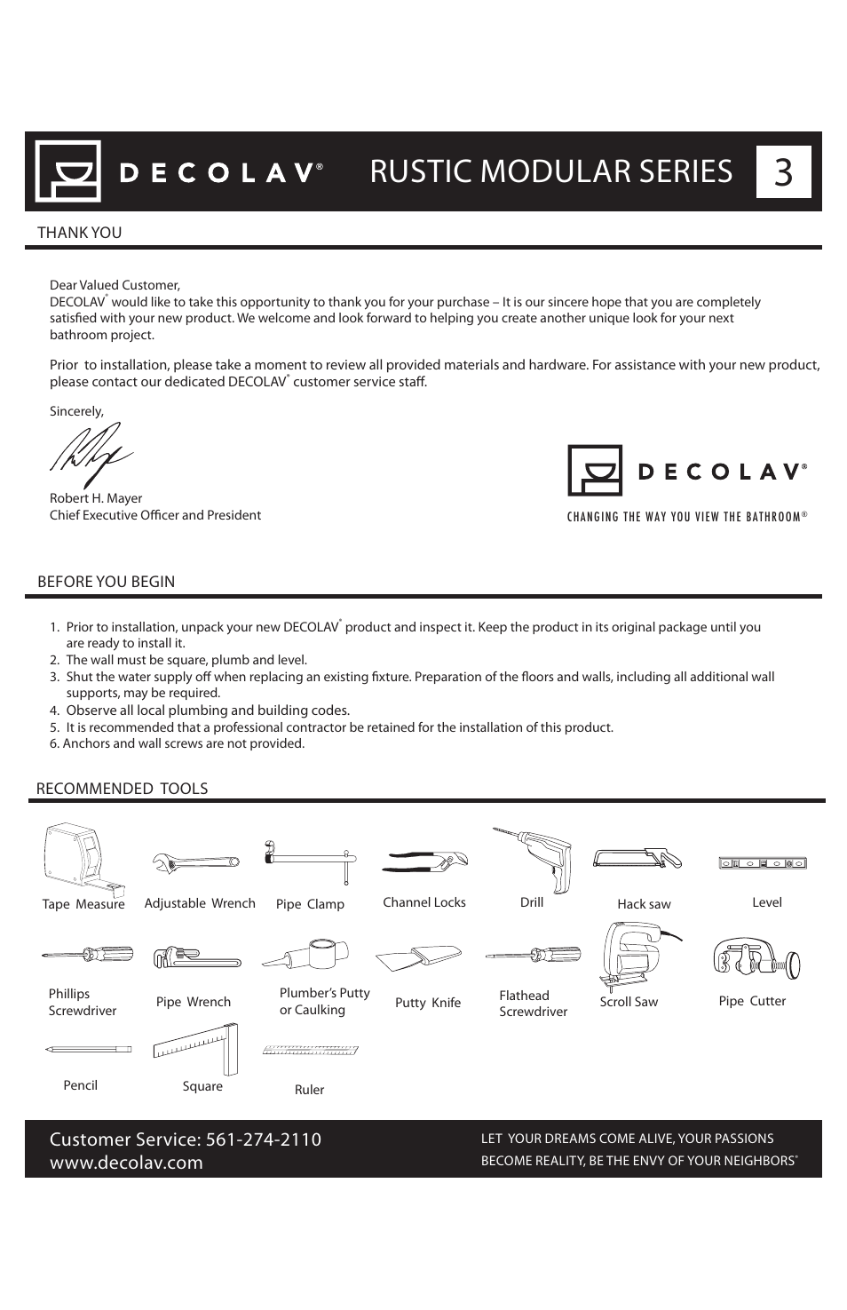 Cameron modular series, Rustic modular series | Decolav 5230 User Manual | Page 3 / 11