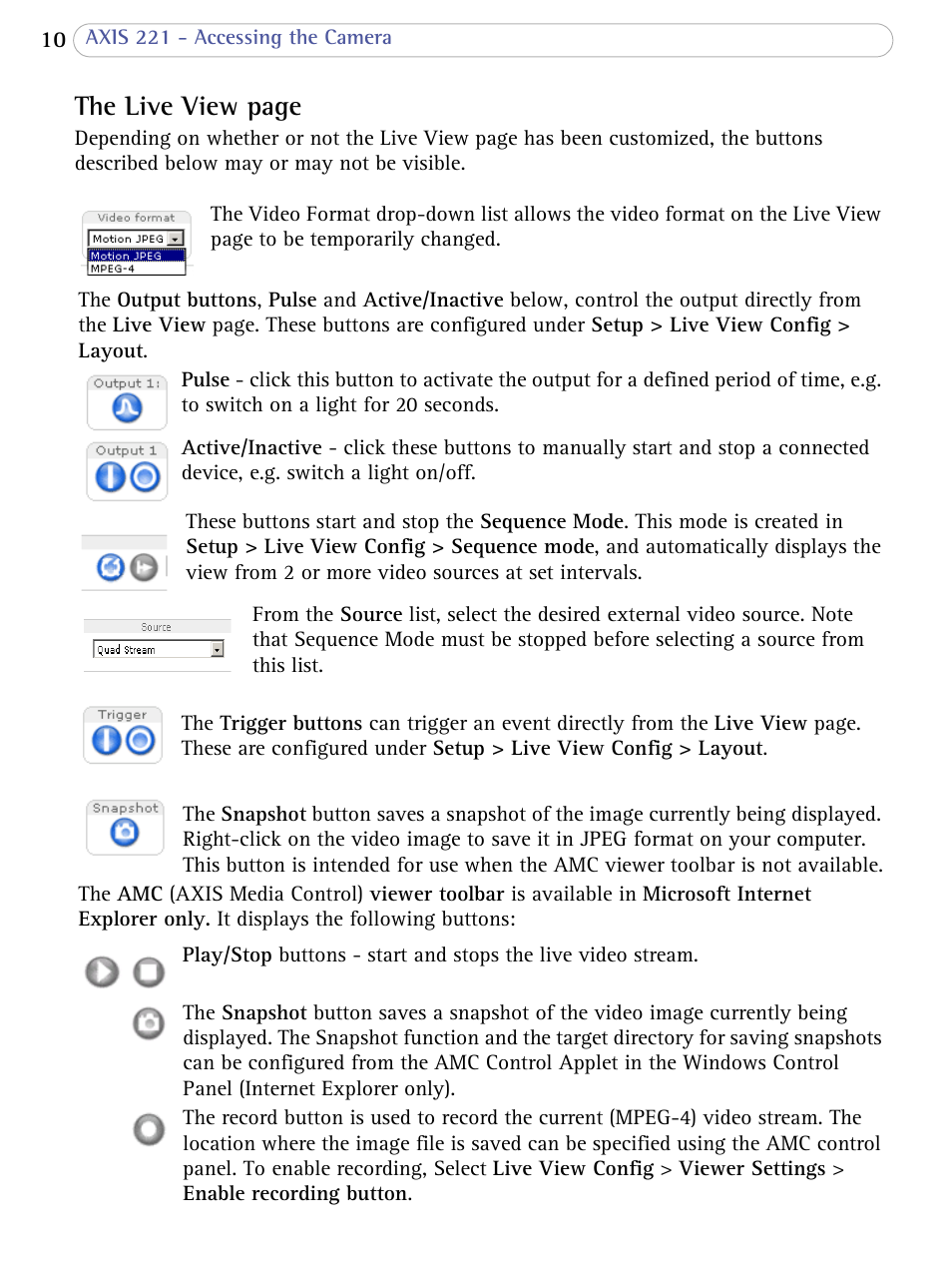 The live view page | Axis Communications AXIS 221 User Manual | Page 10 / 64
