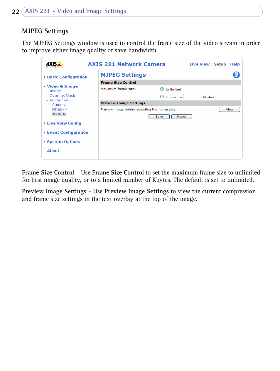 Axis Communications AXIS 221 User Manual | Page 22 / 64