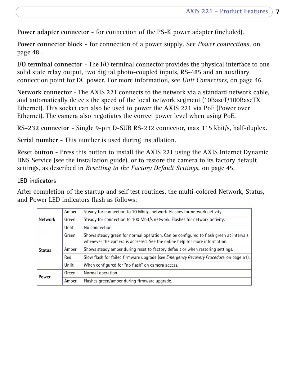 Axis Communications AXIS 221 User Manual | Page 7 / 64