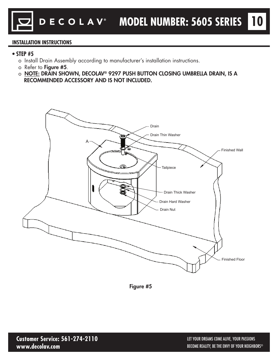 Model number: 5605 series | Decolav 5605-4 User Manual | Page 10 / 38