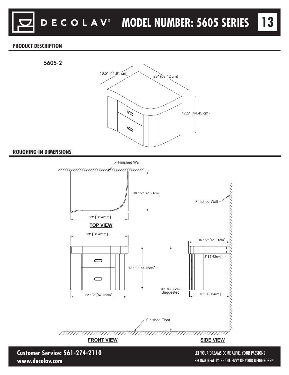 Model number: 5605 series | Decolav 5605-4 User Manual | Page 13 / 38