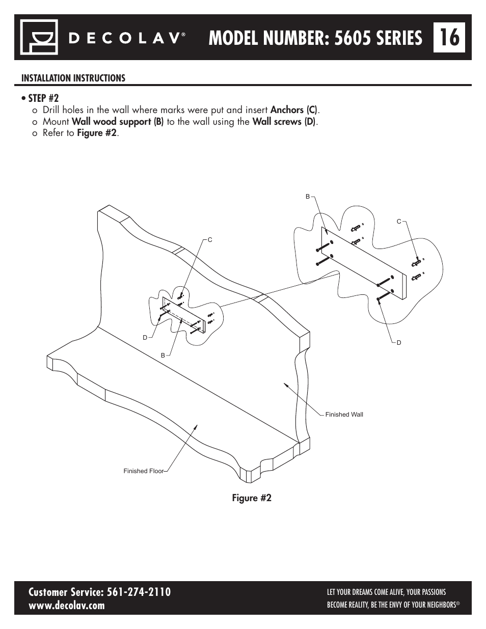 Model number: 5605 series | Decolav 5605-4 User Manual | Page 16 / 38