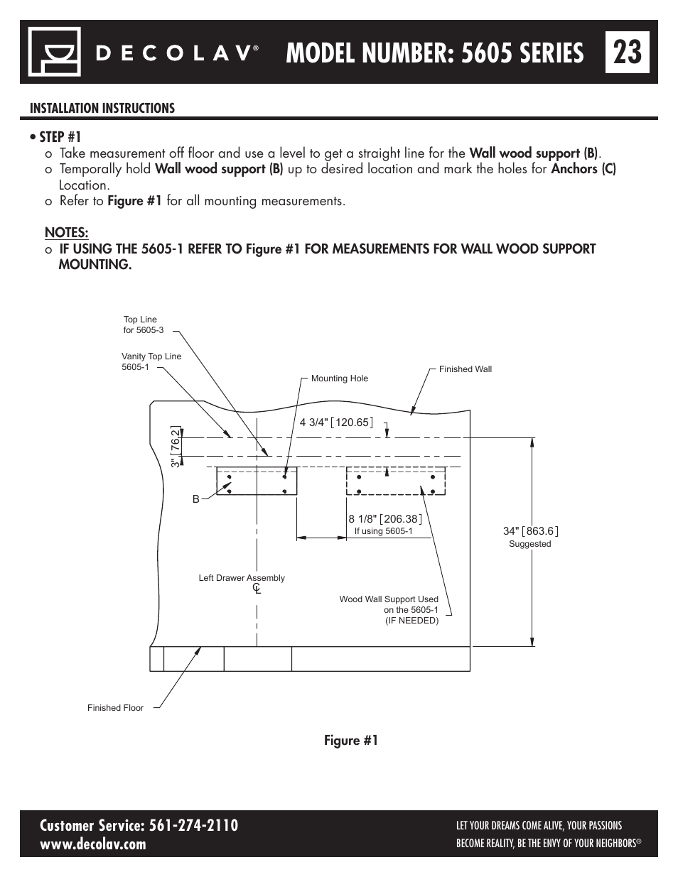 Model number: 5605 series | Decolav 5605-4 User Manual | Page 23 / 38