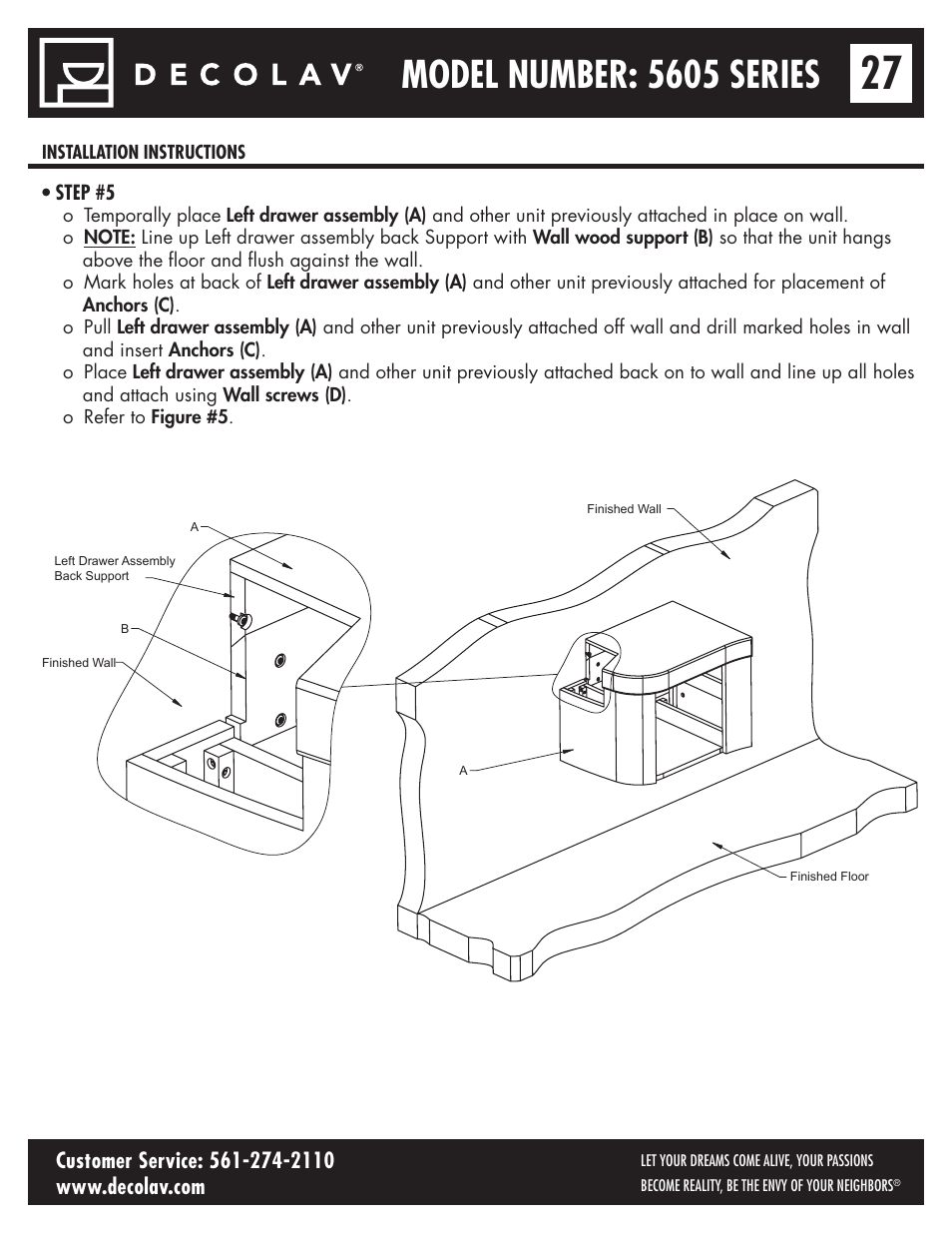 Model number: 5605 series | Decolav 5605-4 User Manual | Page 27 / 38