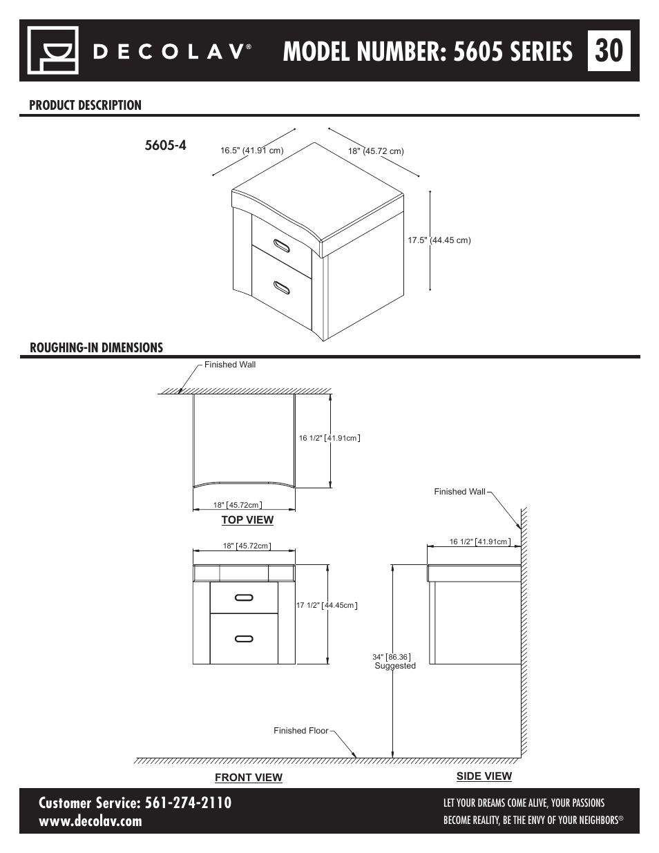 Model number: 5605 series | Decolav 5605-4 User Manual | Page 30 / 38