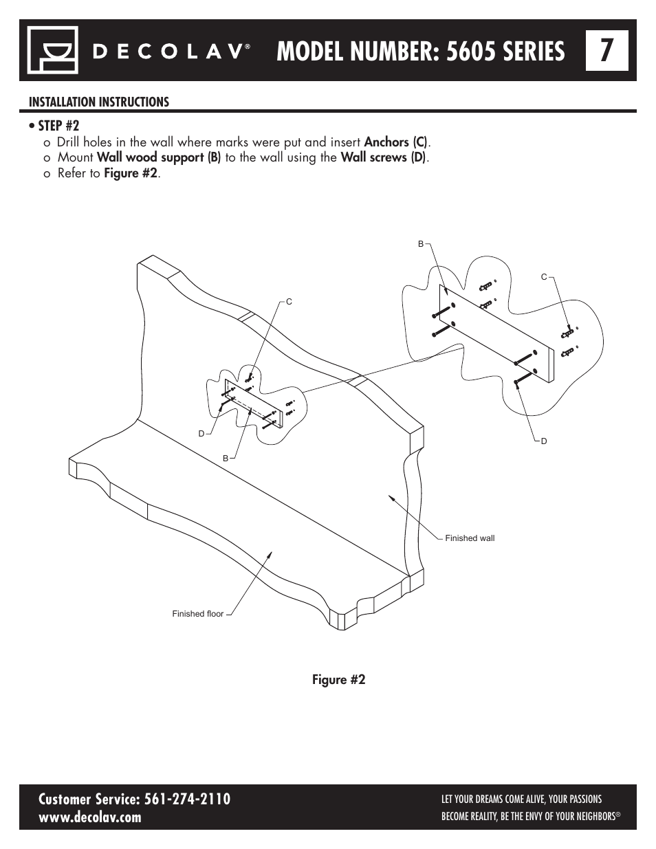 Model number: 5605 series | Decolav 5605-4 User Manual | Page 7 / 38
