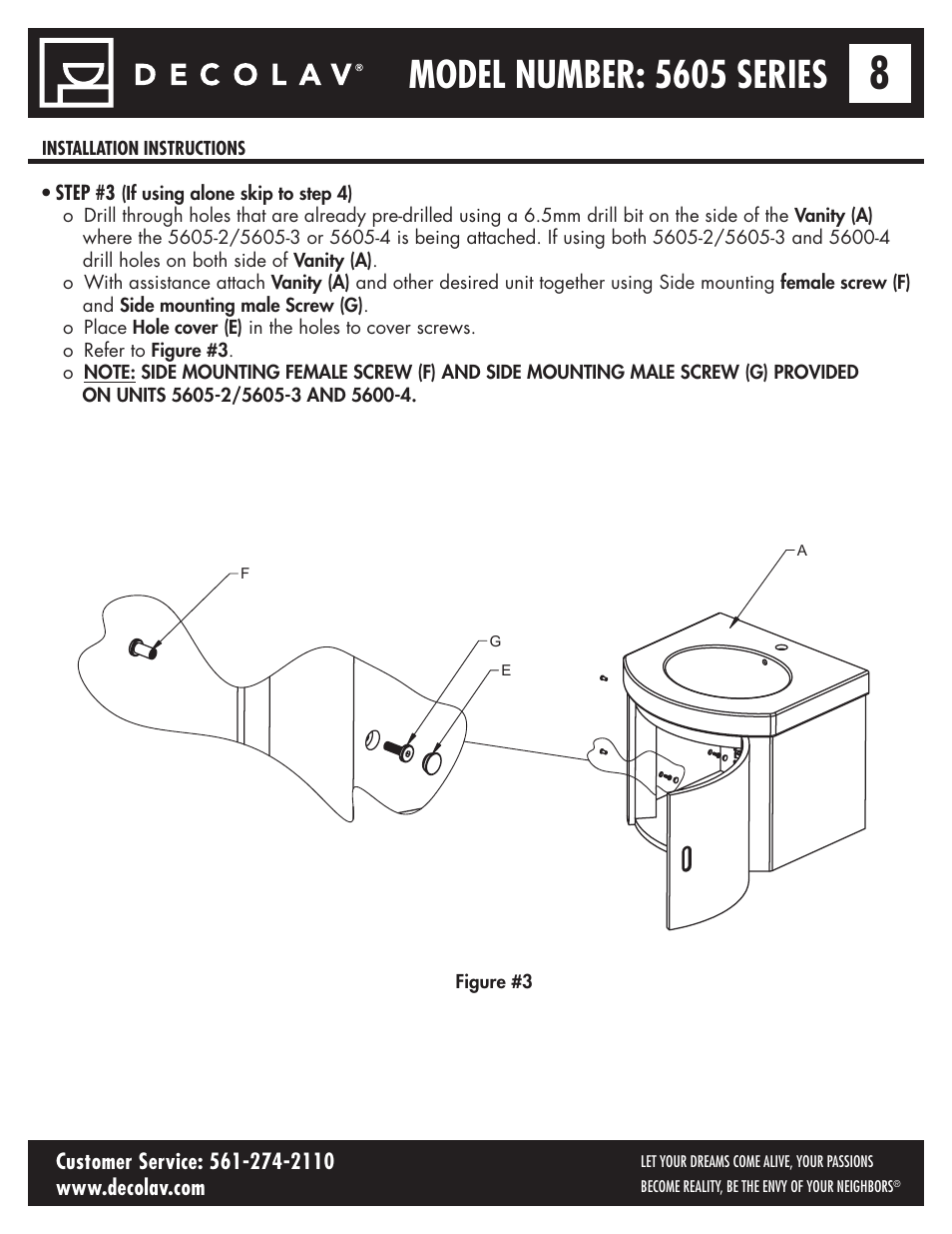 Model number: 5605 series | Decolav 5605-4 User Manual | Page 8 / 38