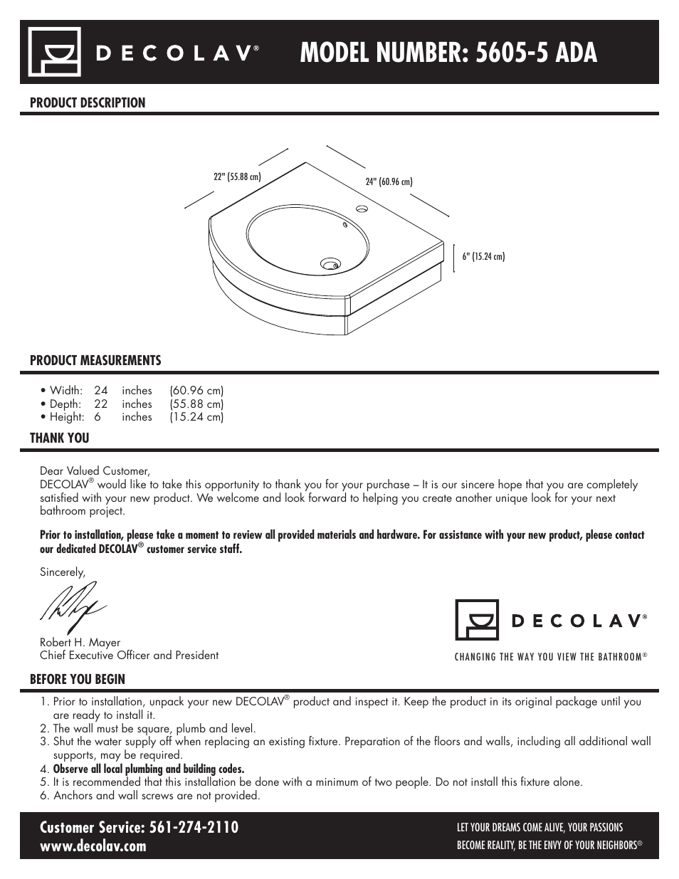Decolav 5605-5 User Manual | 33 pages