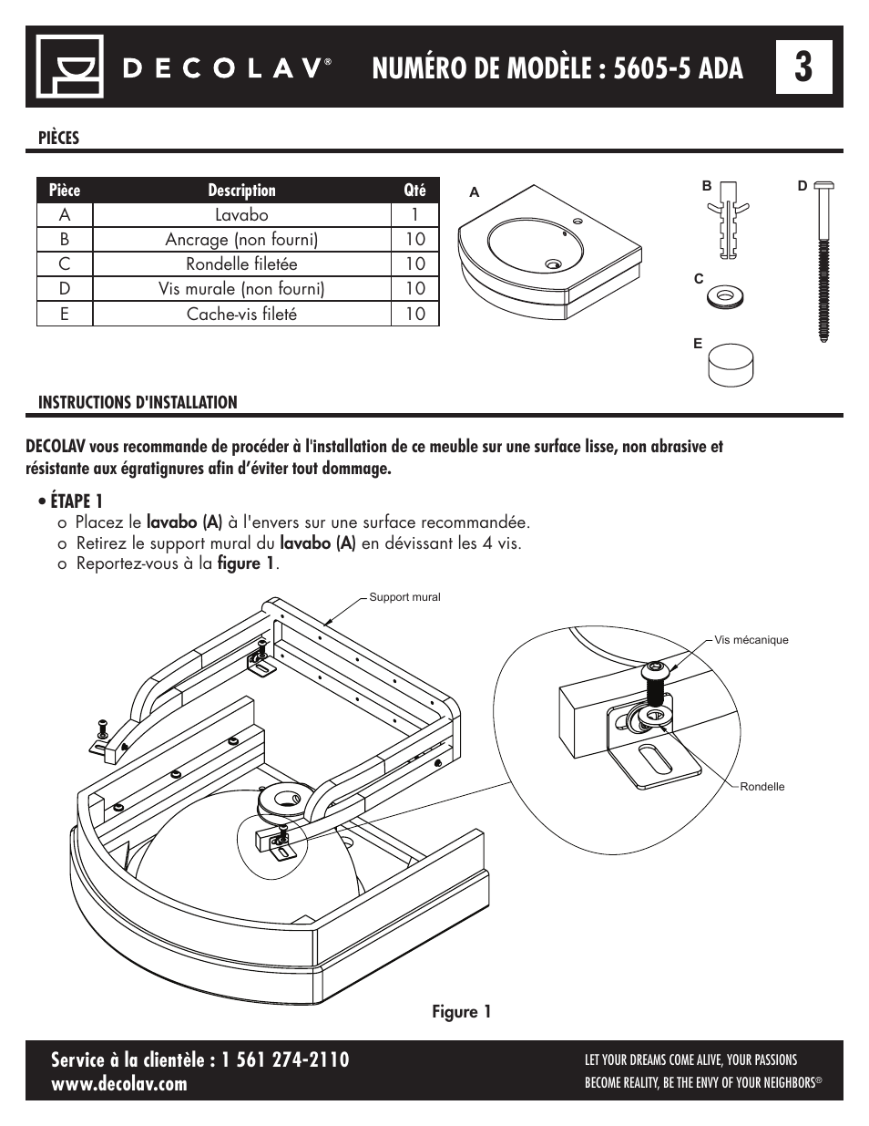 Étape 1 | Decolav 5605-5 User Manual | Page 14 / 33