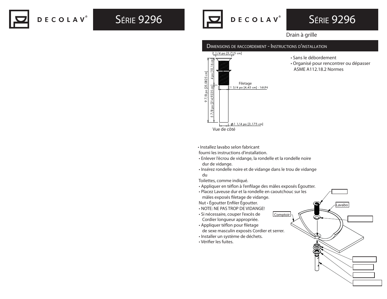 Érie | Decolav 9296 User Manual | Page 4 / 4