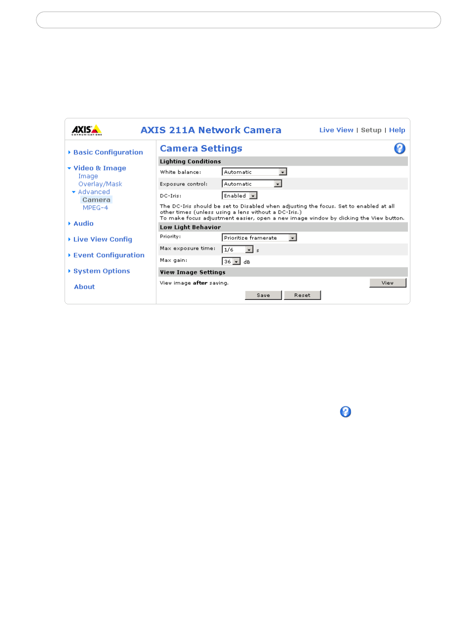Advanced settings | Axis Communications 210A User Manual | Page 22 / 66