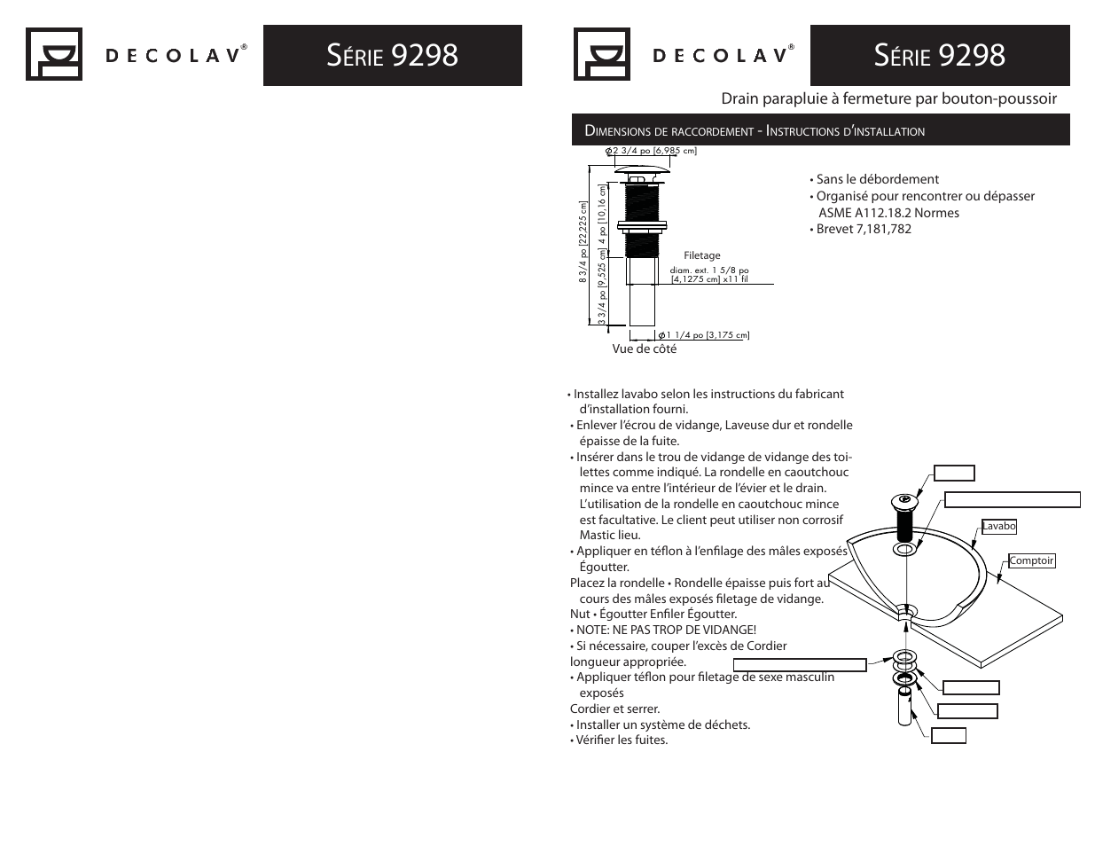 Érie | Decolav 9298 User Manual | Page 4 / 4