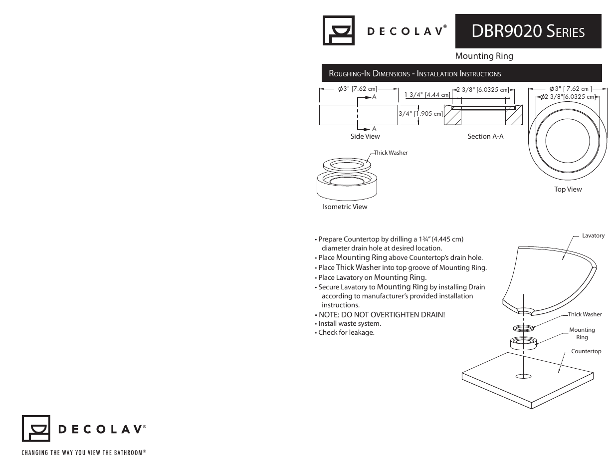 Decolav 9020 User Manual | 3 pages