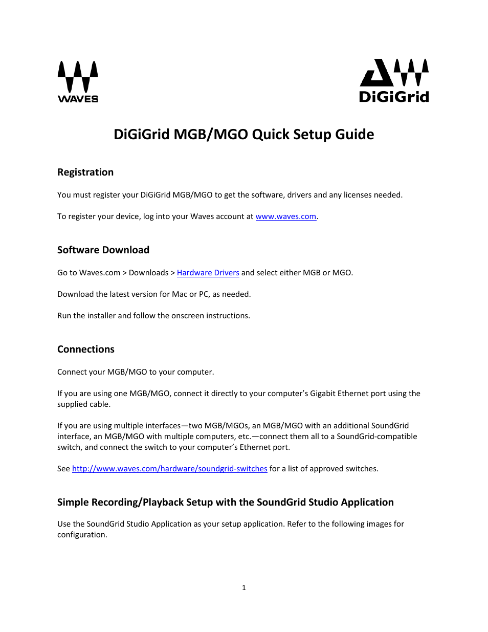 DiGiCo DiGiGrid MGB/MGO User Manual | 3 pages